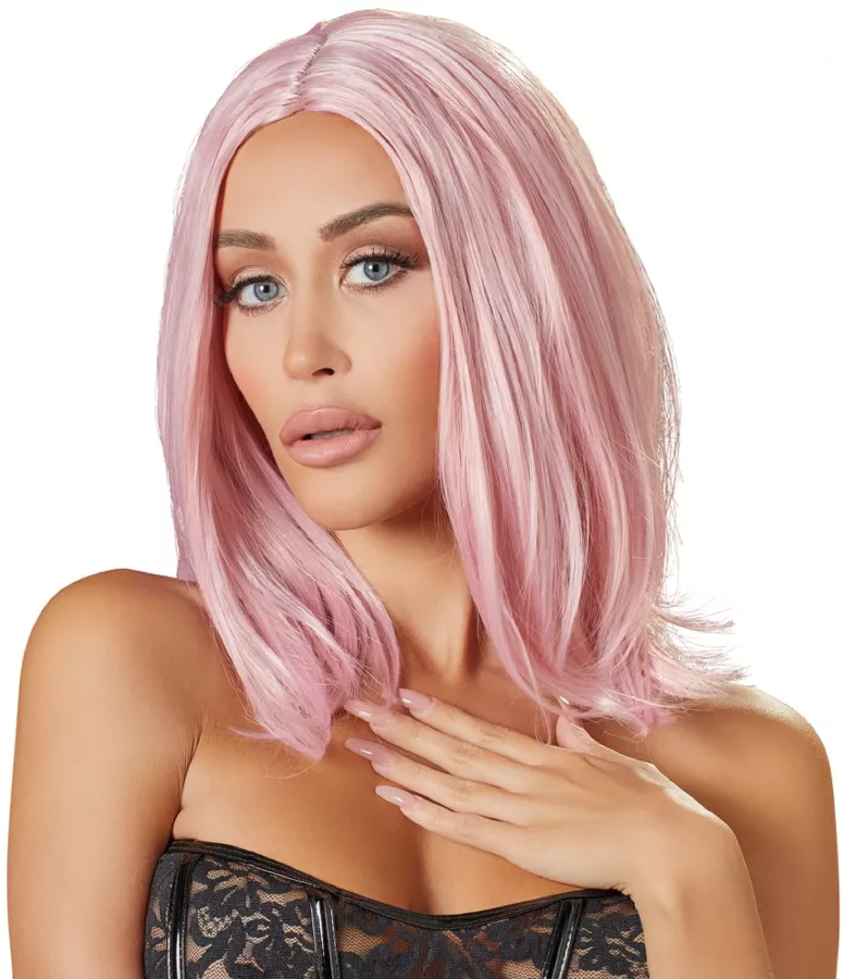 Perücke Halblange Haare Rosa