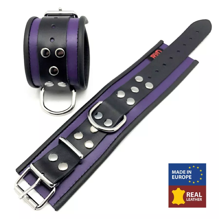 Lederfessel Violett-Schwarz