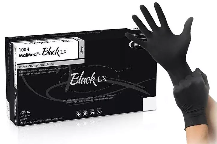Latexhandschuhe nicht gepudert BLACK LX Schwarz x100