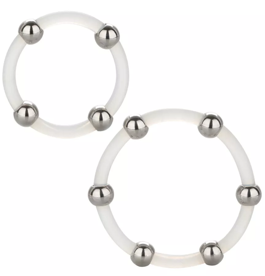 Set aus 2 transparenten Penisringen mit Kugeln