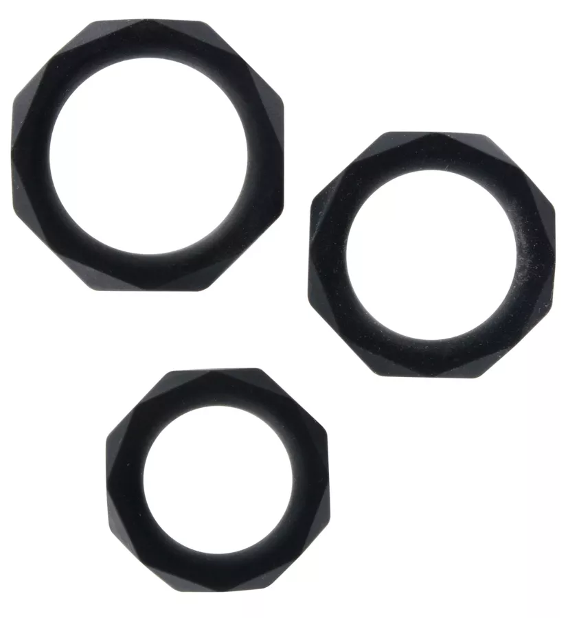 Set von 3 Silikon Cockringen Power Halo Schwarz