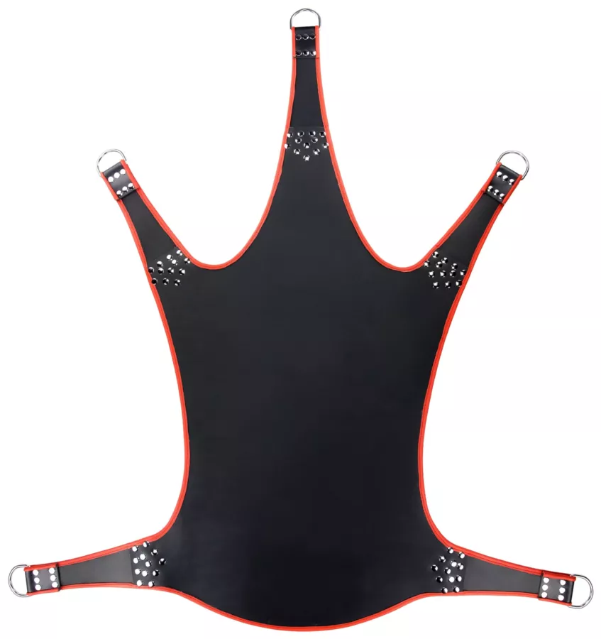 Leder-Sling 5-Punkt Schwarz-Rot