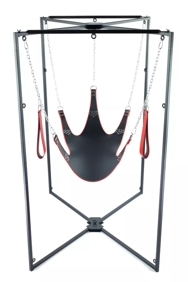 Sling-Kit Leder 5-Punkt Schwarz-Rot Gestell Schwarz