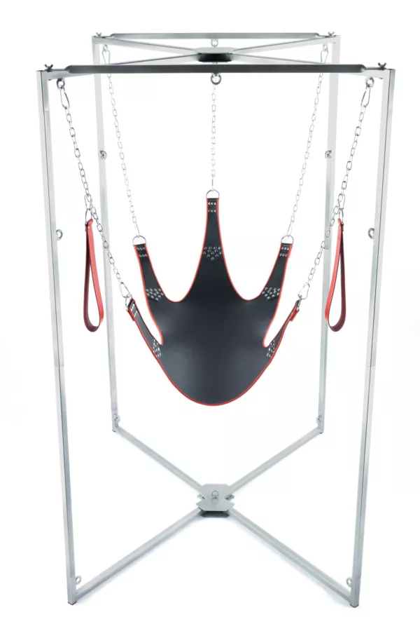 Sling-Kit Leder 5-Punkt Schwarz-Rot Gestell Grau