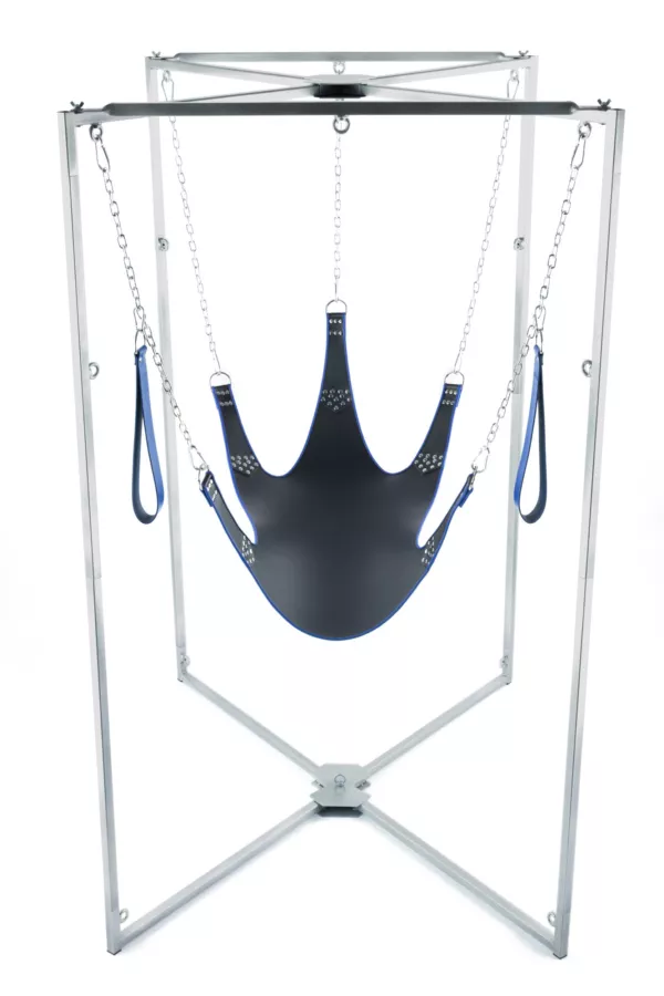 Sling-Kit Leder 5-Punkt Schwarz-Blau Gestell Grau