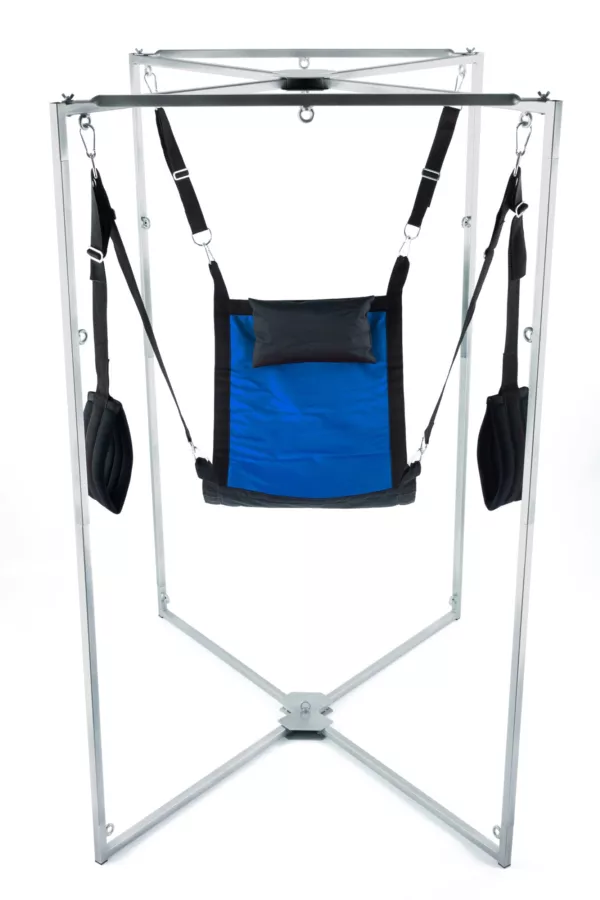 Sling-Kit Stoff Quadrat Blau-Schwarz Gestell Grau