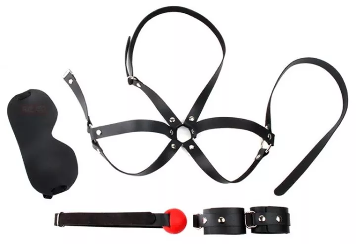 BDSM Einsteigerset OBEDIENCE 4 Teile Schwarz