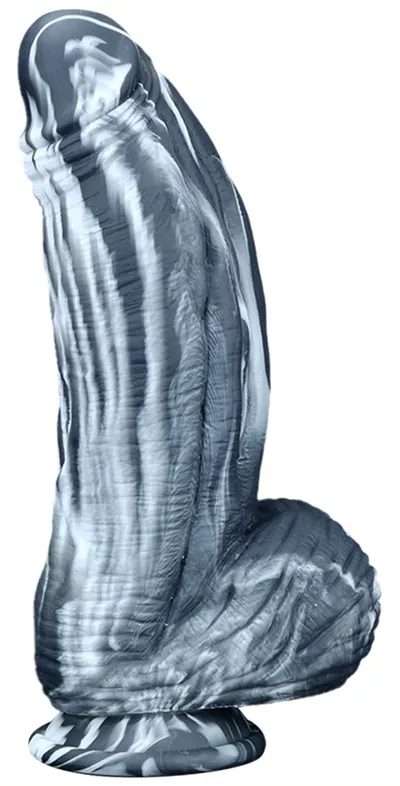 Fat Dick Silikon Dildo 18 x 6,5cm Schwarz-Weiß