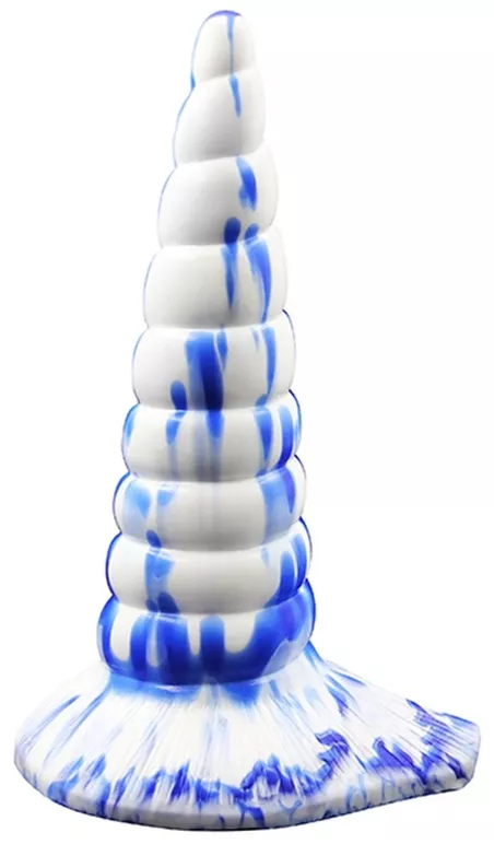 Unicorn Farb Butt Plug 18 x 6cm Blau-Weiß