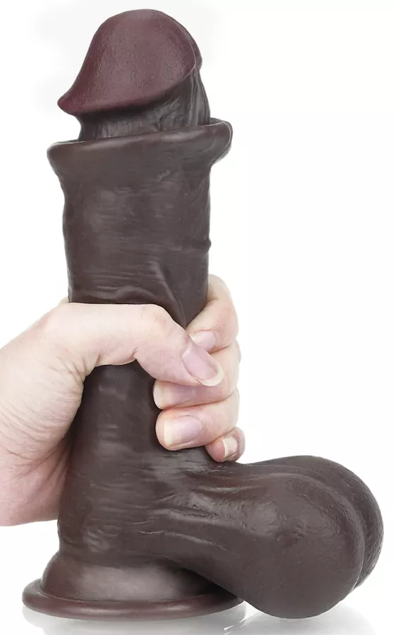 Dildo Sliding Skin 15 x 4.8 cm Braun