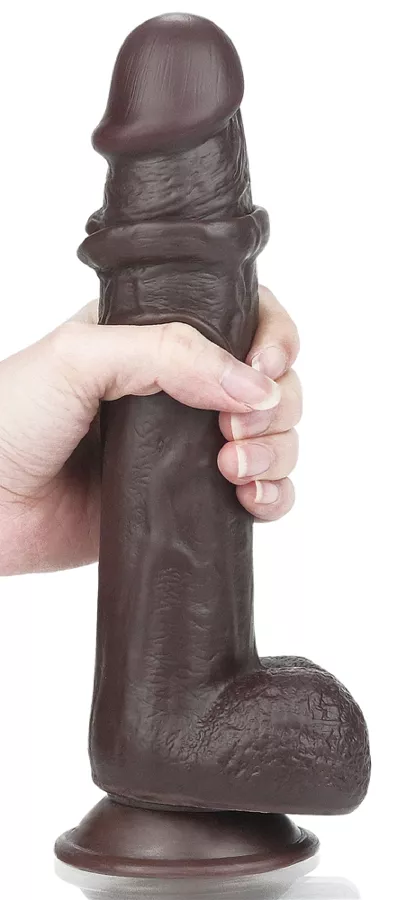 Sliding Skin Dildo 18 x 4.5cm Brown