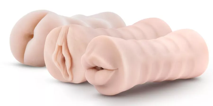 Set 3 realistische vibrierende Masturbatoren ADRIANA Anus Vagina Mund