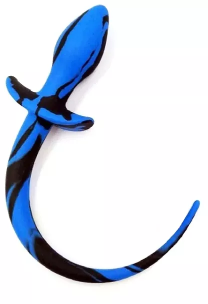 Hundeschwanz Butt Plug Silikon 7.5 x 3.1cm Schwarz-Blau