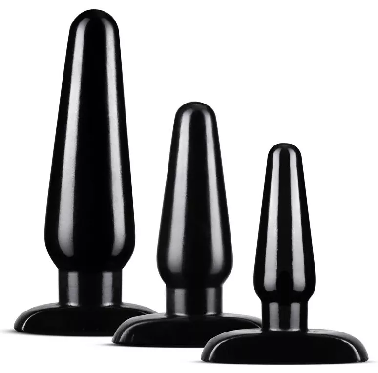 3er Kit Anal Adventures Basic Butt Plugs Schwarz