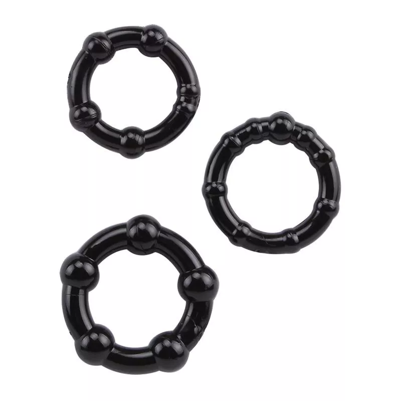 Set von 3 Cock Rings Mini Schwarz