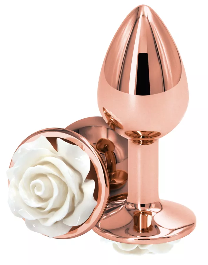 Schmuck-Plug Rear S 6 x 2.7cm Rose-Weiß