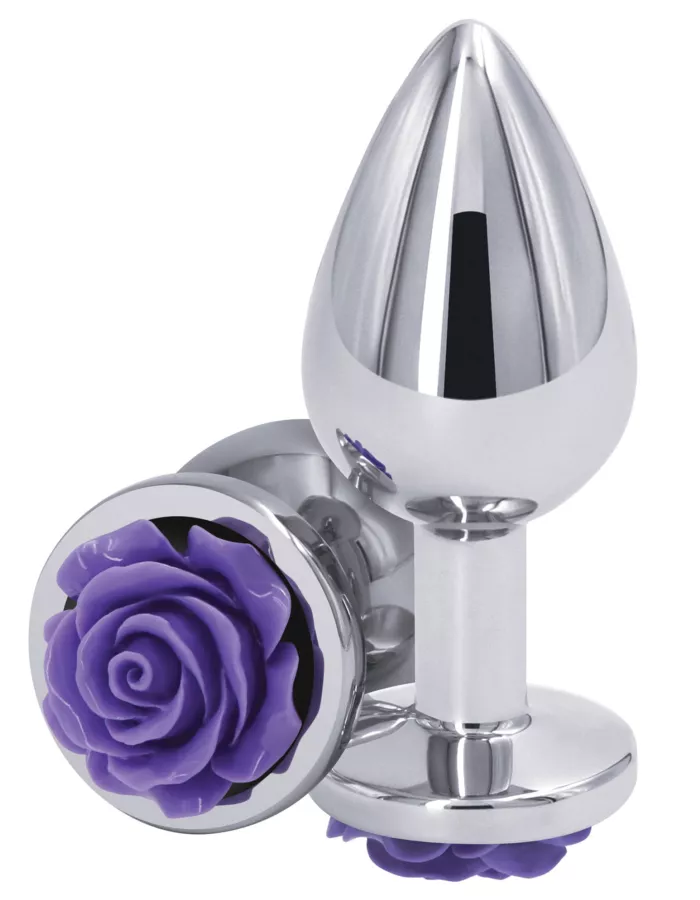 Schmuck-Plug Rear M 7 x 3.4cm Silber-Violett