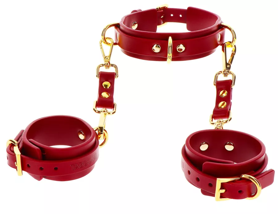 Halsband D-Ring mit Handschellen Taboom Rot
