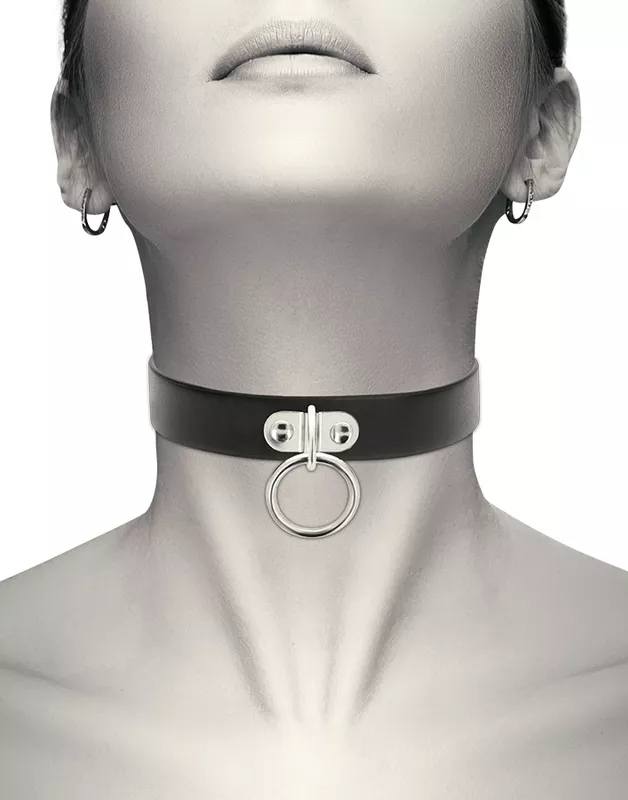 Halsband Coquette mit Ring Schwarz