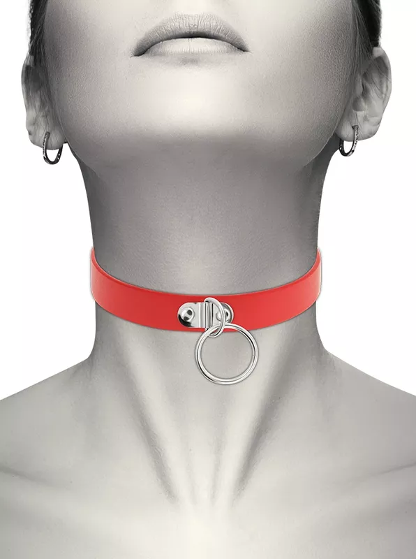 Halsband Coquette mit Ring Rot