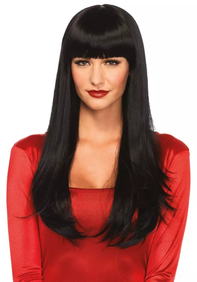 Perücke lange schwarze glatte Haare