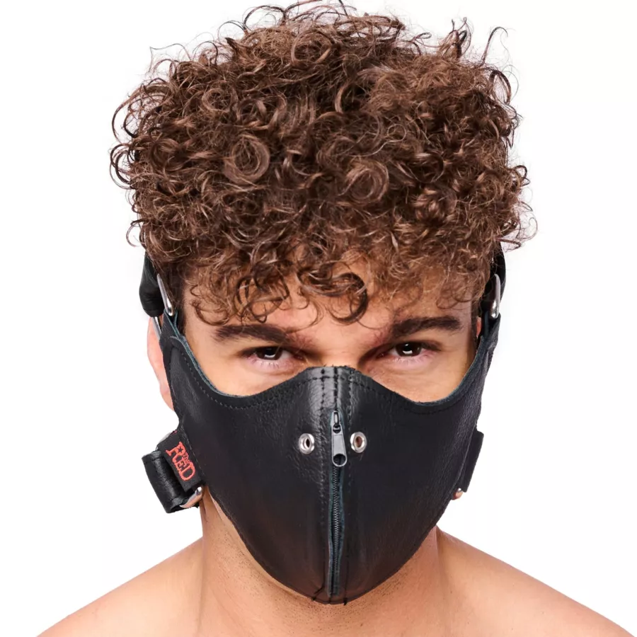 Ledermaske mit Reißverschluss
