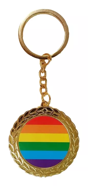 Schlüsselanhänger Medaille Rainbow Vergoldet