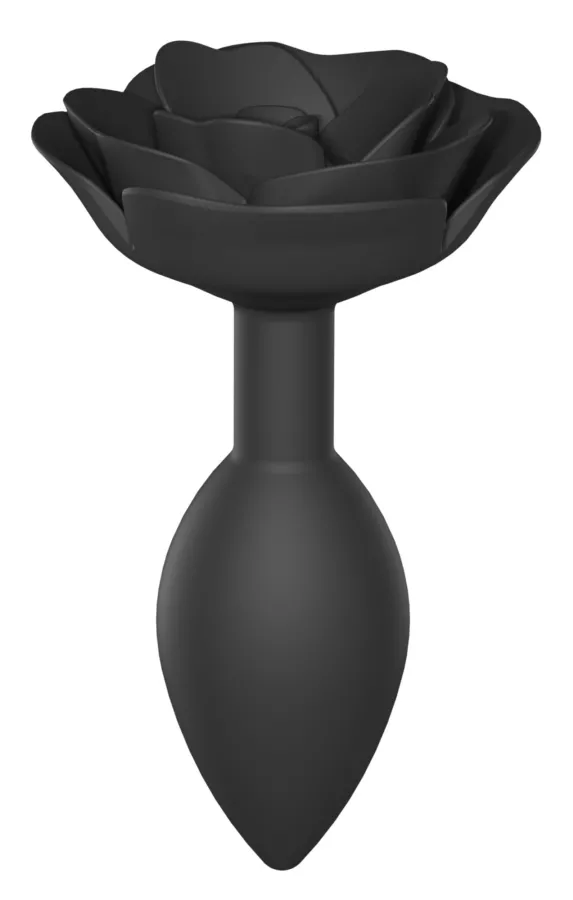 Schmuck-Buttplug Open Rosen L 9 x 3.8cm Schwarz