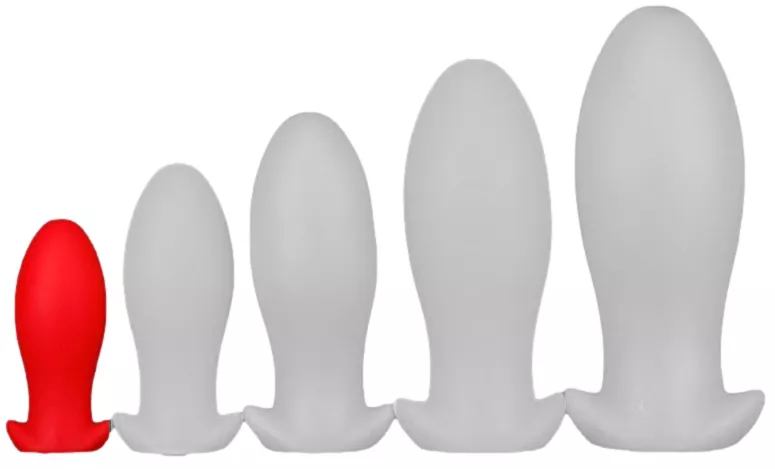 Silikon Butt Plug Saurus Egg S 10 x 4.5cm Rot