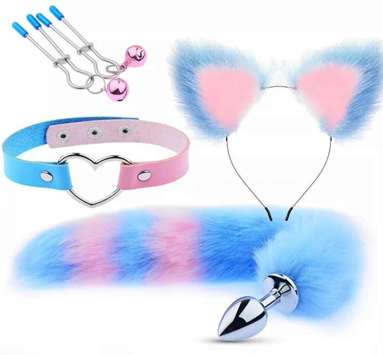 SM Mix Bondage-Set Blau-Rose 4-teilig
