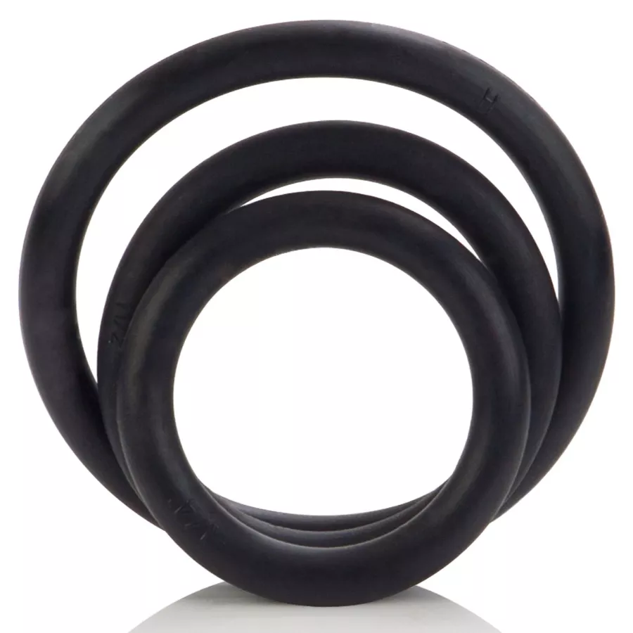 Set von 3 flexiblen Cockringen Rubber Rings Schwarz
