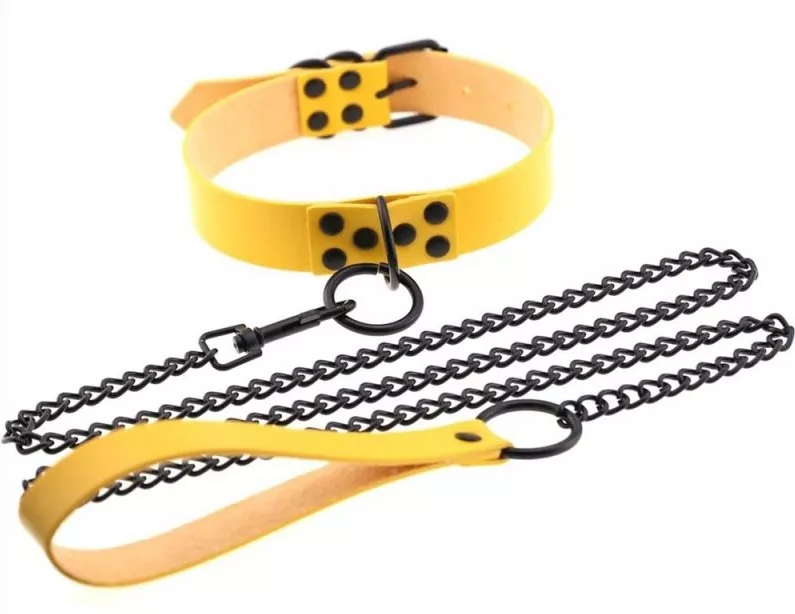 Halsband-Leine Punk Gelb