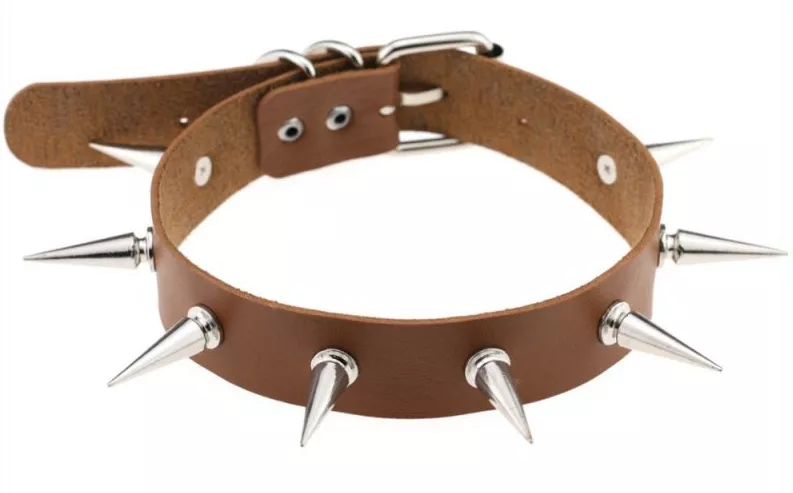 Nieten-Halsband Piky Lish Braun