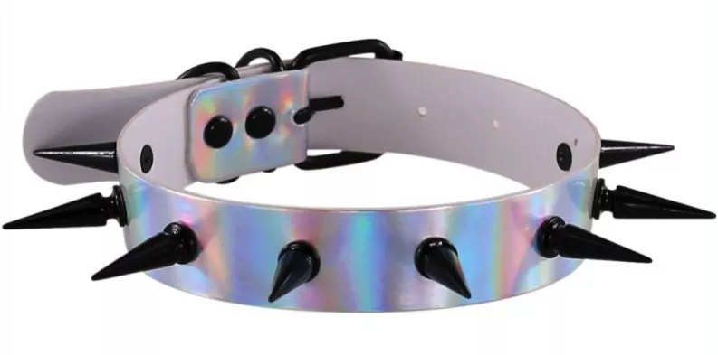 Nieten-Halsband Piky Laser Silber