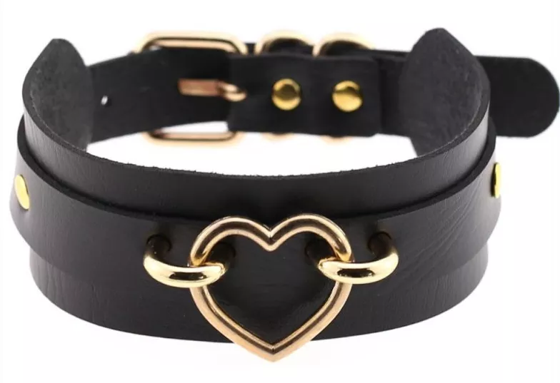 Modisches Halsband Golden Heart Schwarz