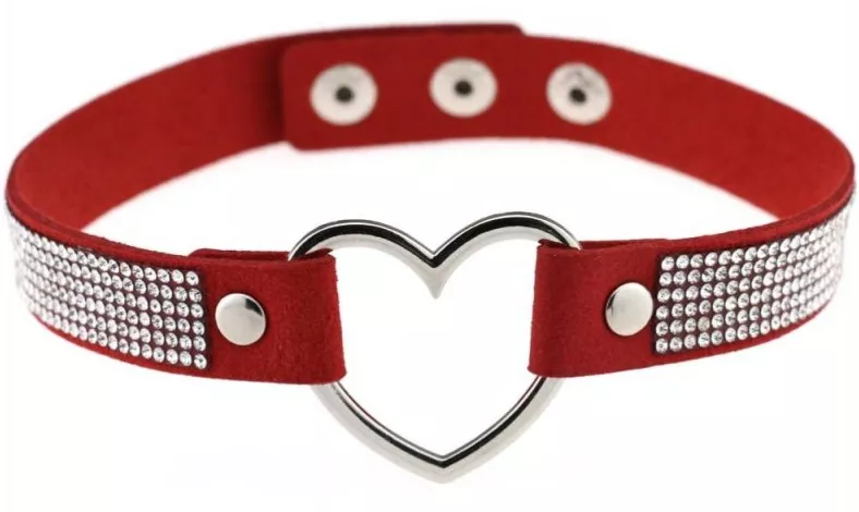 Halsband Heart Strass Rot