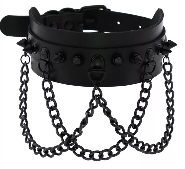 Nieten-Halsband Piky Schwarz