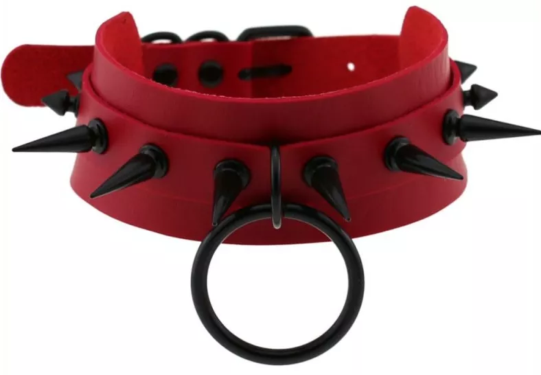 Nieten-Halsband Strobo Lish Rot