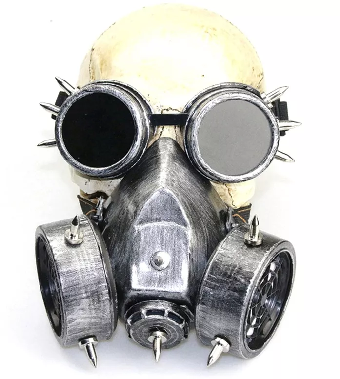 Gasmaske und Brille Rivets Silver Silberfarben