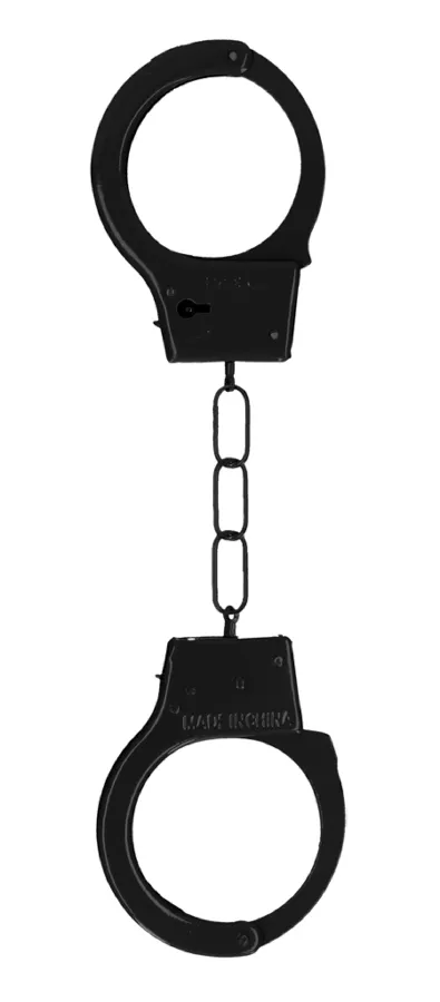 Paar Metallhandschellen Cuffs On Schwarz