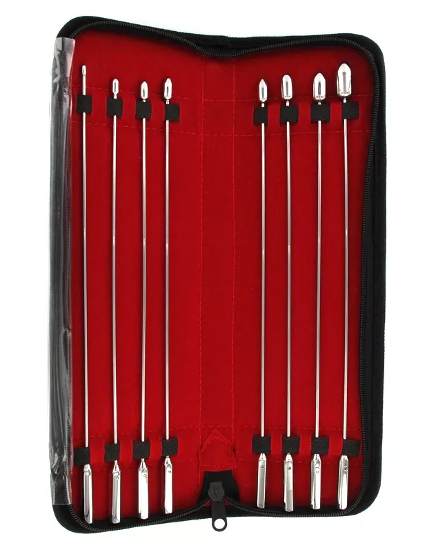 Set aus 8 Metallharnröhrenstäben Rosebud 24cm - Durchmesser 4 bis 12mm