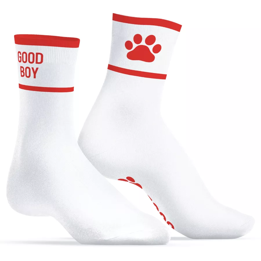Socken Good Boy Rot-Weiß