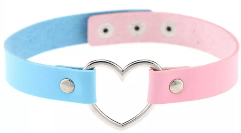 Halsband HEART DUO Blau-Rosa