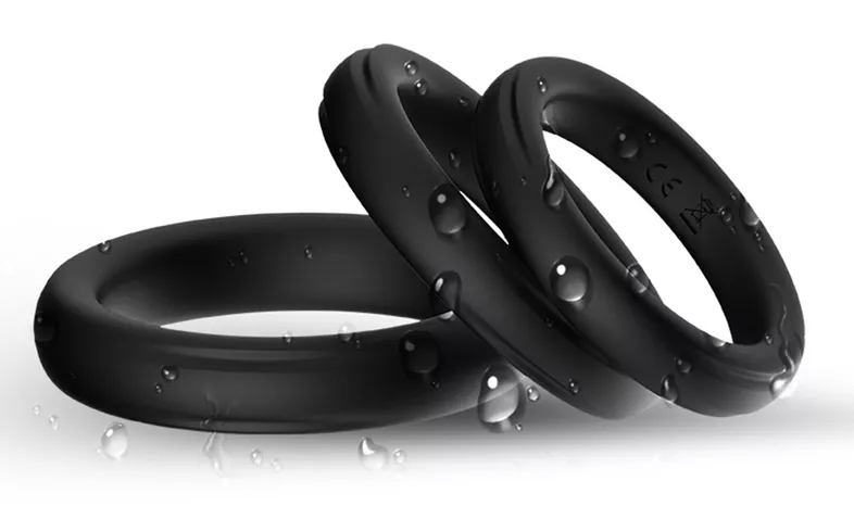 Set van 3 siliconen cockringen Set Ring Zwart