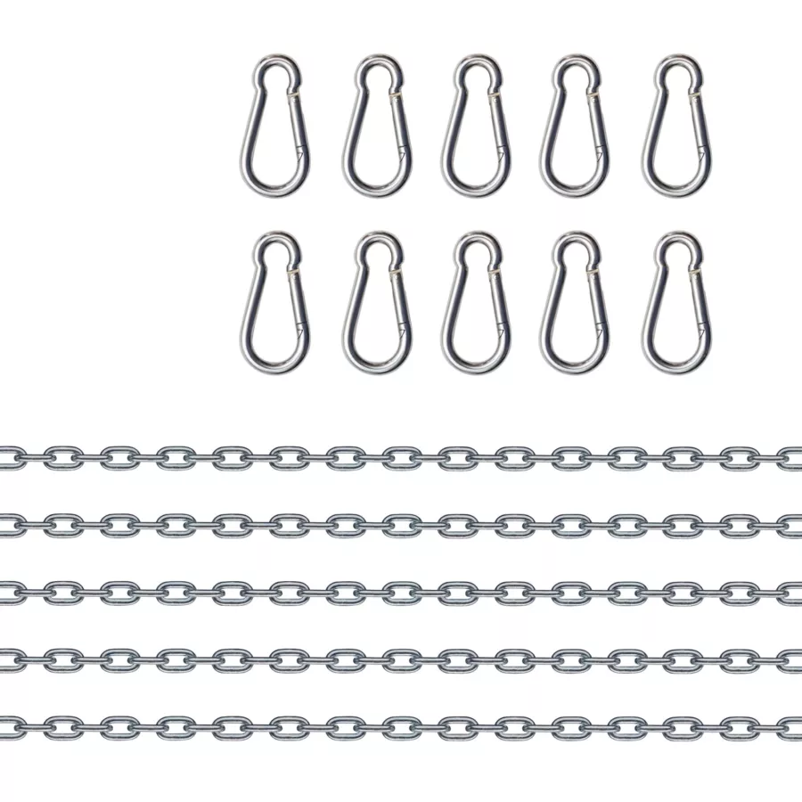 Set 5 Ketten und 10 Karabiner aus Metall