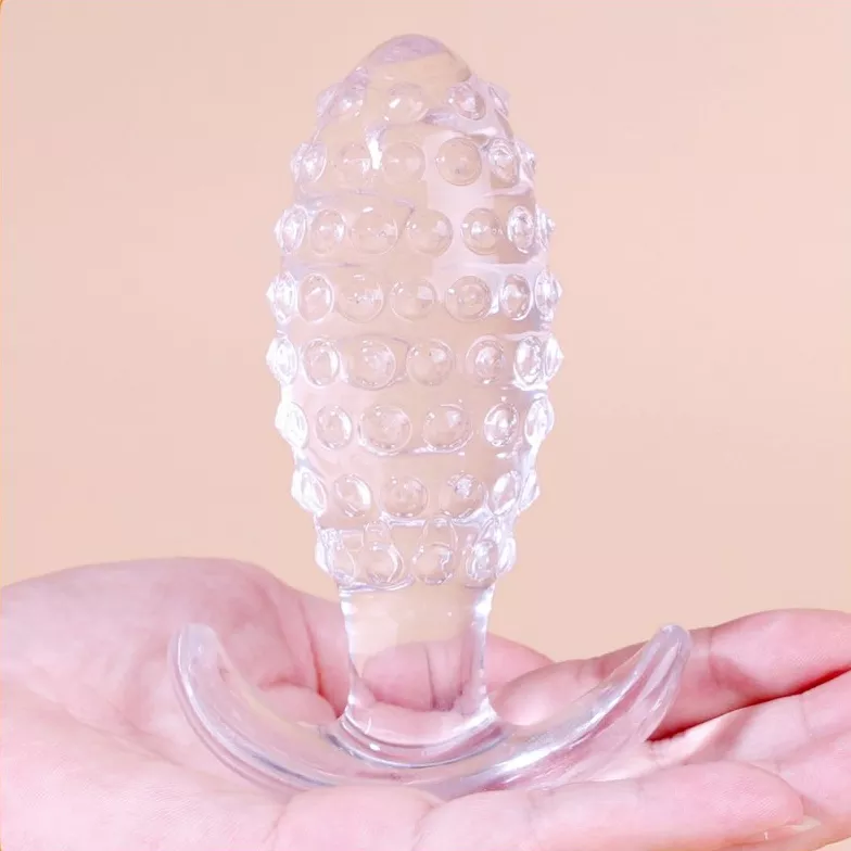 Butt plug transparent Dotted Pine XL 10.5 x 4cm