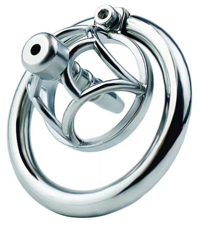 Metall-Keuschheitskäfig mit Urethral-Plug Hexy 3 x 3,3cm