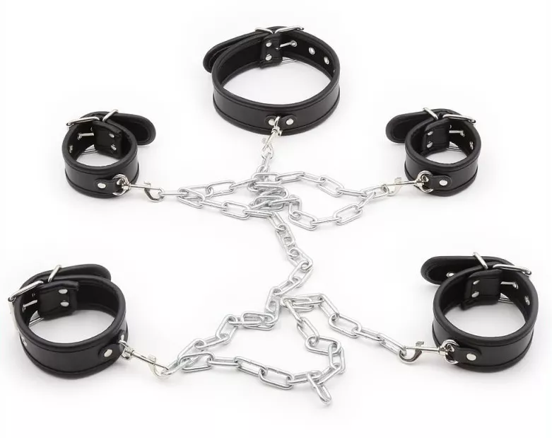 Einschränkungs-Set Halsband und Handschellen Schwarz