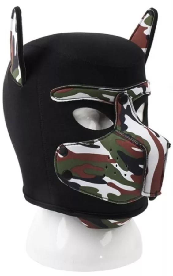 Neoprene Puppy Maske Dog On Schwarz-Camouflage