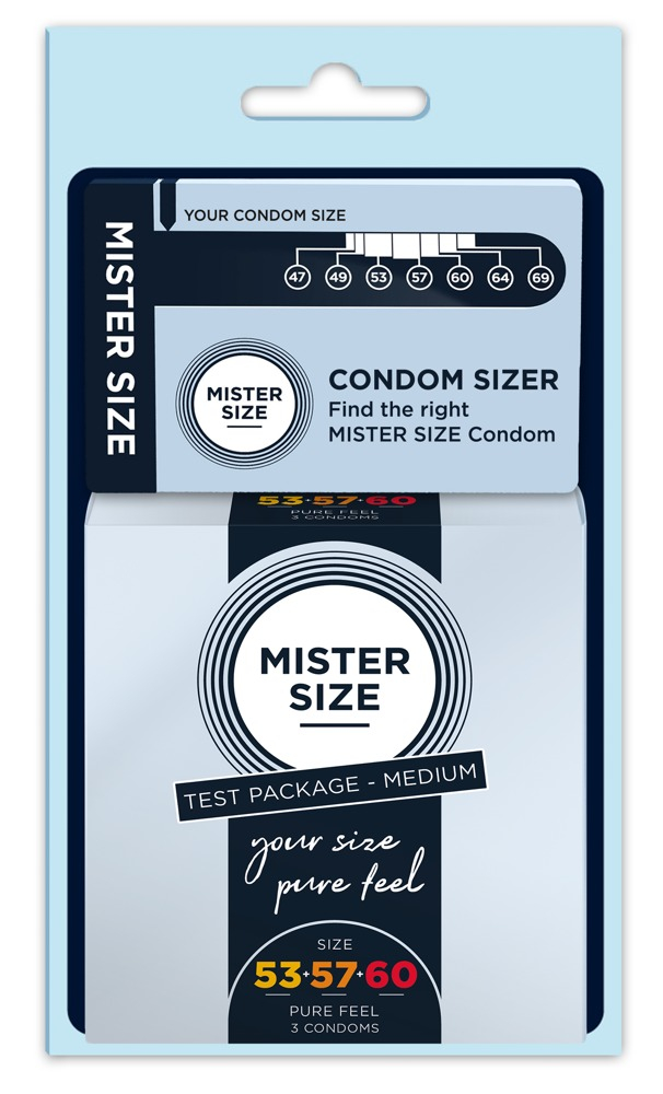 Préservatifs Mesureur Mister Size Échantillon 3 tailles 53, 57 et 60mm x 3